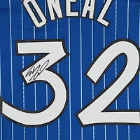 Shaquille O'Neal Orlando Magic Autographed Mitchell & Ness Hardwood Classic Swingman 1995-1996 Blue Pinstripe Replica Jersey