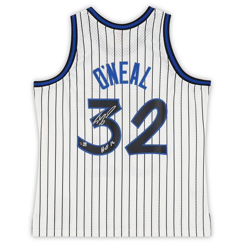 Maillot Swingman blanc autographié par Shaquille O'Neal des Orlando Magic Mitchell & Ness 1993-94 avec inscription « HOF 16 »