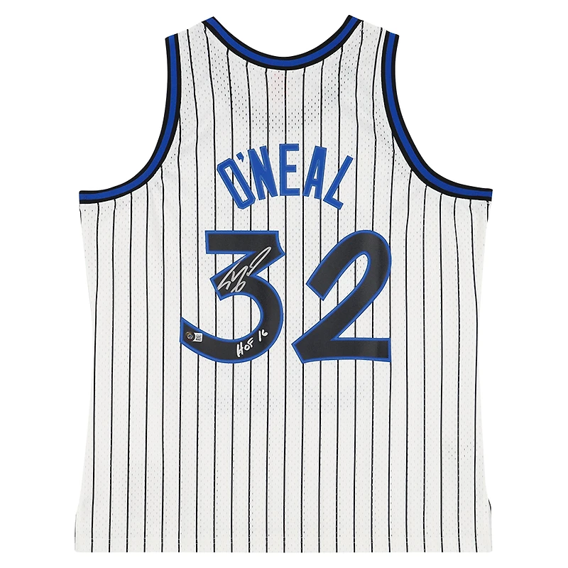 Shaquille O'Neal Orlando Magic Autographed White Mitchell & Ness 1993-94 Swingman Jersey with "HOF 16" Inscription