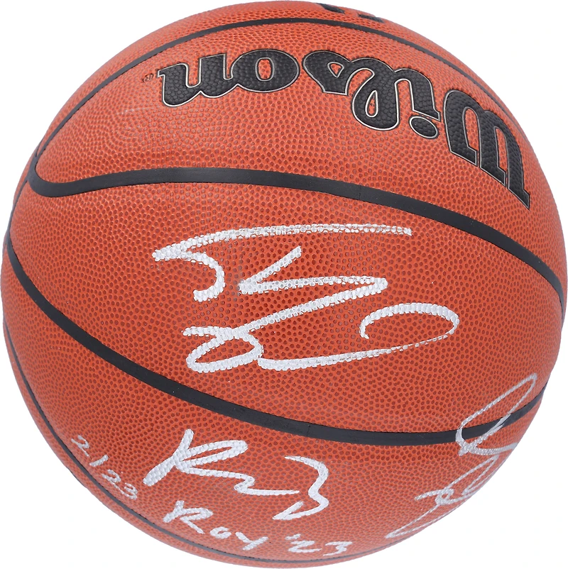 Ballon de basket-ball d'intérieur/extérieur Wilson Authentic Series signé à plusieurs reprises par Shaquille O'Neal, Paolo Banchero et Mike Miller des Orlando Magic avec les inscriptions « ROY 01 » et « ROY '23 » - Édition limitée à 23 exemplaires