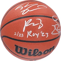 Ballon de basket-ball d'intérieur/extérieur Wilson Authentic Series signé à plusieurs reprises par Shaquille O'Neal, Paolo Banchero et Mike Miller des Orlando Magic avec les inscriptions « ROY 01 » et « ROY '23 » - Édition limitée à 23 exemplaires
