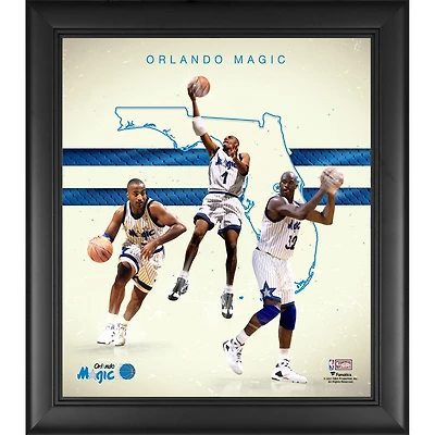 Shaquille O'Neal Penny Hardaway & Dennis Scott Orlando Magic Encadré 15" x 17" Années 1990 Franchise Hardwood Classics Foundations Collage