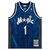Maillot authentique Mitchell & Ness bleu autographié par Tracy McGrady Orlando Magic 2000-2001