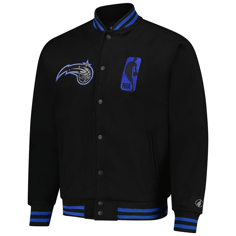 Veste universitaire unisexe FISLL noire Orlando Magic Logoman Shadow Collection à boutons-pression