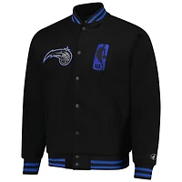 Veste universitaire unisexe FISLL noire Orlando Magic Logoman Shadow Collection à boutons-pression