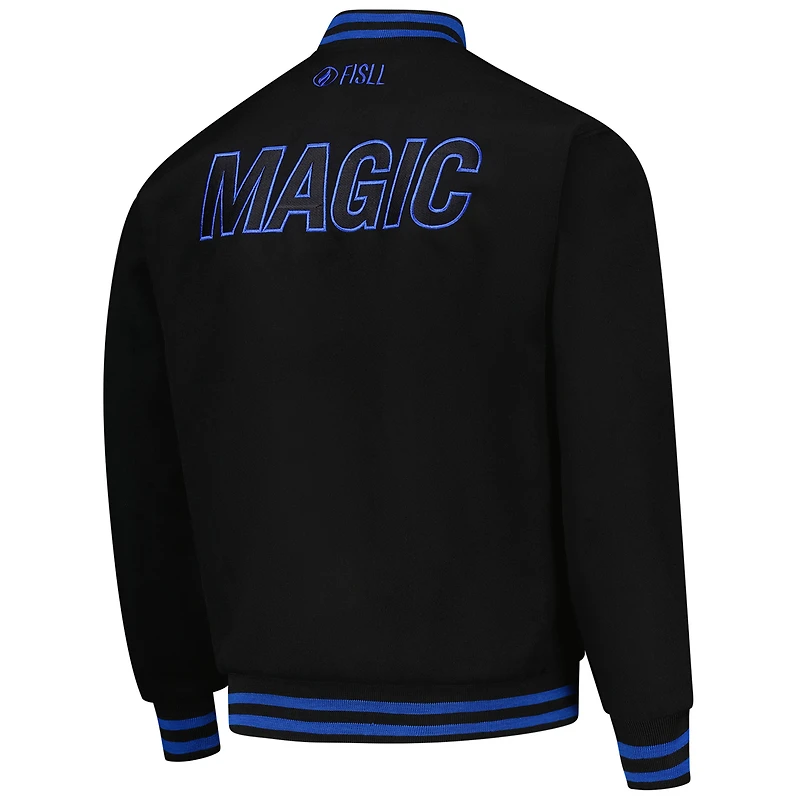 Veste universitaire unisexe FISLL noire Orlando Magic Logoman Shadow Collection à boutons-pression