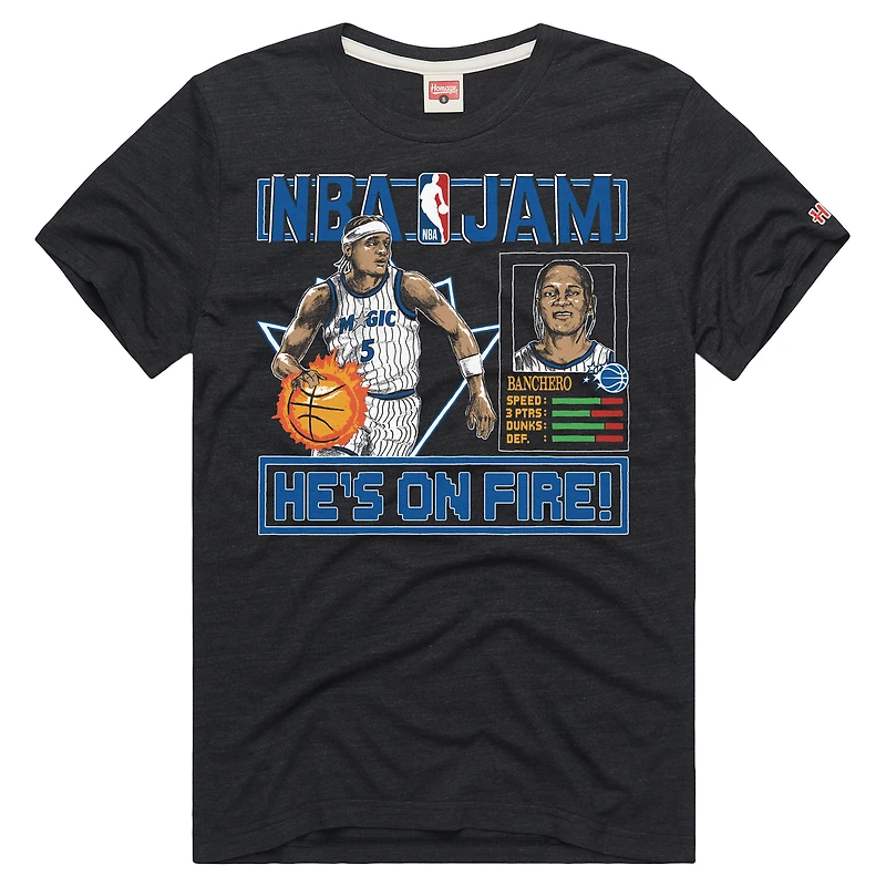 T-shirt unisexe Hommage Paolo Banchero Charcoal Orlando Magic NBA Jam Tri-Blend