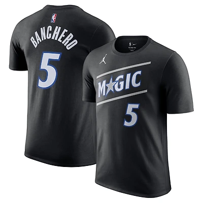 T-shirt unisexe Jordan Brand Paolo Banchero noir avec nom et numéro des Orlando Magic - Édition Statement