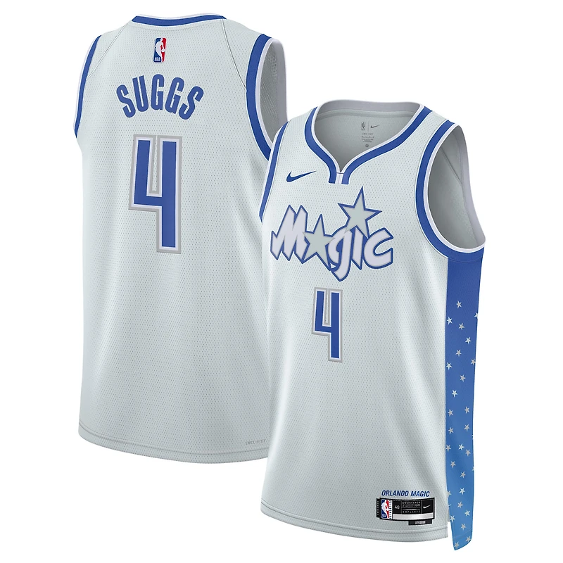 Maillot unisexe Nike Jalen Suggs argenté Orlando Magic 2025/26 Swingman - Édition City