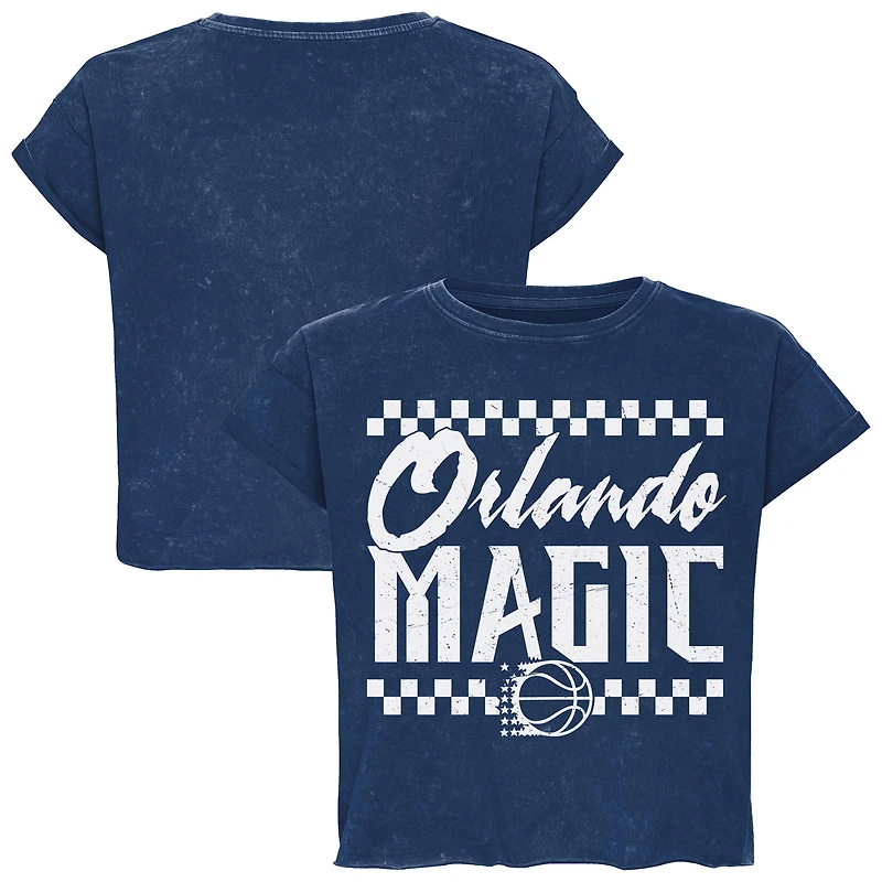 T-shirt court unisexe Sportiqe bleu Orlando Magic Rock & Roll Collection Gwen Premium délavé minéral