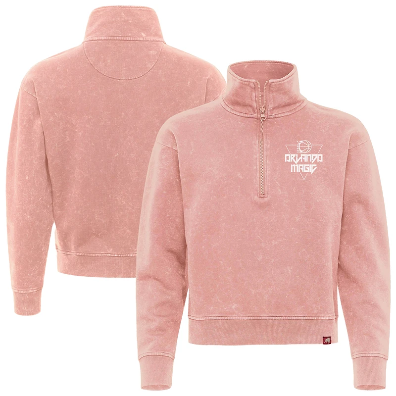 Unisex Sportiqe Coral Orlando Magic Rock & Roll Collection Iggy Cropped Quarter-Zip Pullover