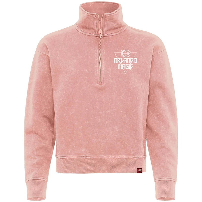 Unisex Sportiqe Coral Orlando Magic Rock & Roll Collection Iggy Cropped Quarter-Zip Pullover