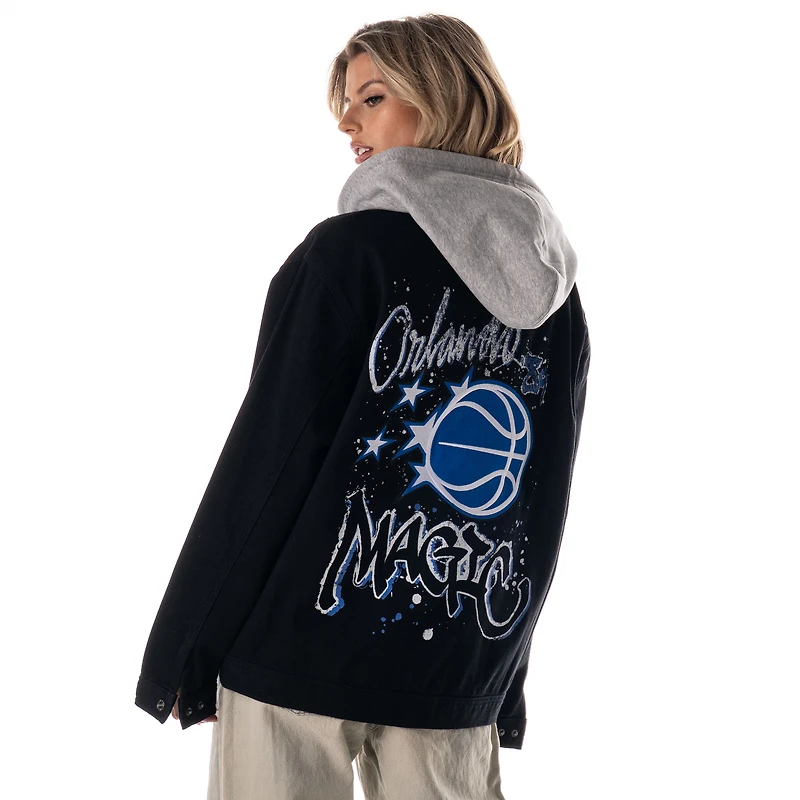 Unisex The Wild Collective Black Orlando Magic Full-Button Denim Hooded Jacket