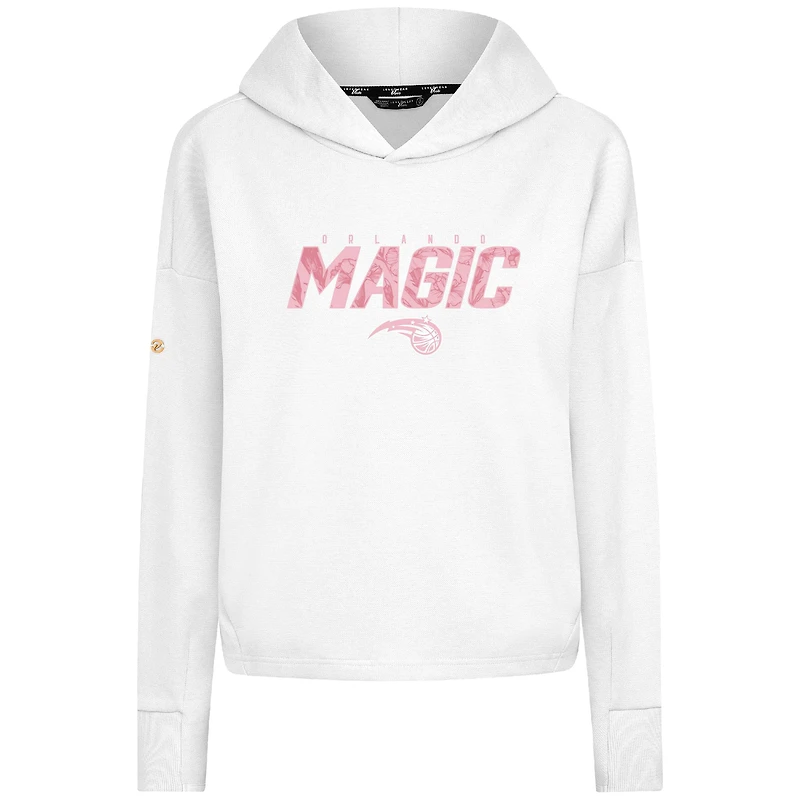 Women's Levelwear White Orlando Magic Mother's Day Sweet Floral Cropped Tri-Blend Pullover Hoodie