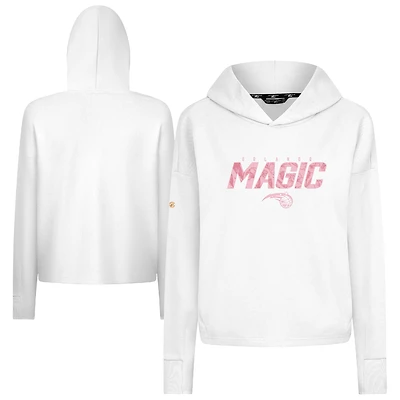 Women's Levelwear  White Orlando Magic Mother's Day Sweet Floral Cropped Tri-Blend Pullover Hoodie