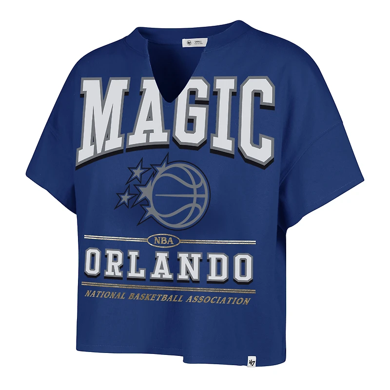 Women's '47 Blue Orlando Magic Elation Oversized Notch Neck T-Shirt