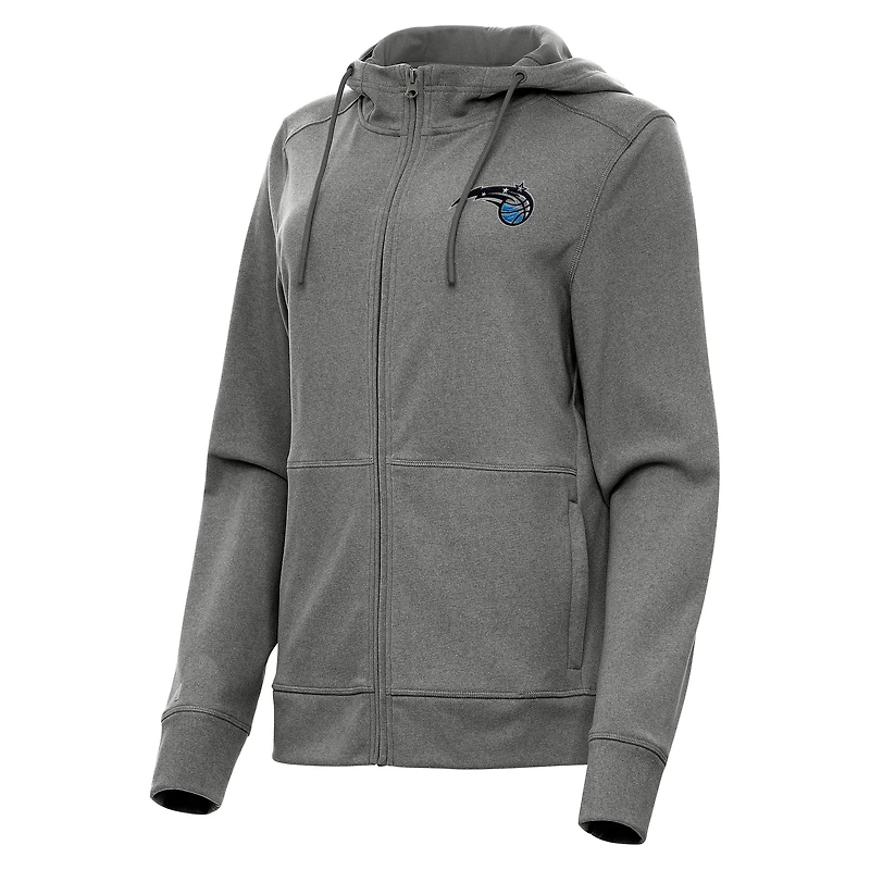 Veste à capuche zippée intégrale Antigua Heather Charcoal Orlando Magic Seeker pour femme