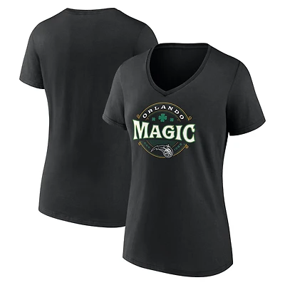 T-shirt noir à col en V pour femmes Orlando Magic Lucky