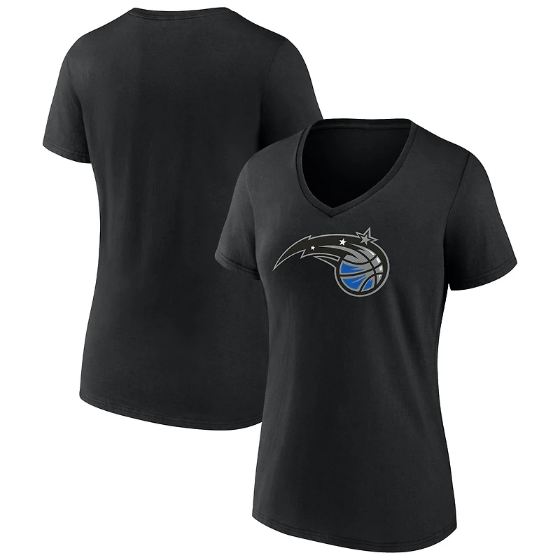 T-shirt blanc à col en V avec logo principal du Orlando Magic pour femmes