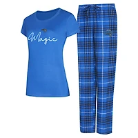 Women's Concepts Sport  Blue/Black Orlando Magic Vector Top & Flannel Pants Sleep Set