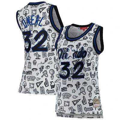 Maillot Femme Mitchell & Ness Shaquille O'Neal Blanc Orlando Magic 1994 Doodle Swingman