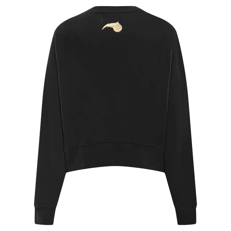 Women's Pro Standard  Black Orlando Magic Glam Cropped Pullover Sweatshirt