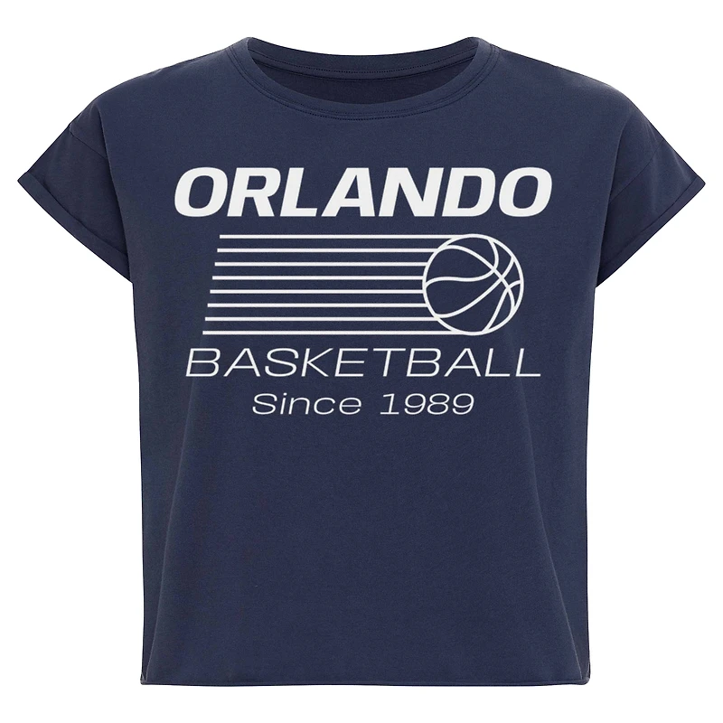 Women's Sportiqe Navy Orlando Magic Athletic Club Collection Alana Premium Cropped T-Shirt