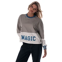 Women's The Wild Collective  Gray Orlando Magic Cropped Long-Sleeve Fashion Crewneck Sweatshirt