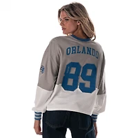 Women's The Wild Collective  Gray Orlando Magic Cropped Long-Sleeve Fashion Crewneck Sweatshirt