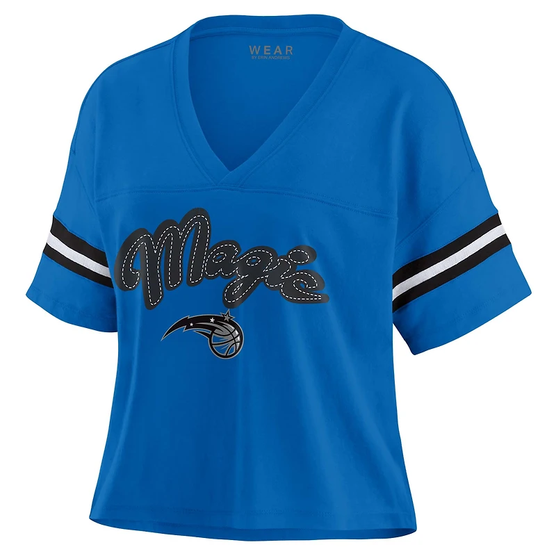 T-shirt à col en V blocs de couleurs bleu Orlando Magic WEAR by Erin Andrews pour femme