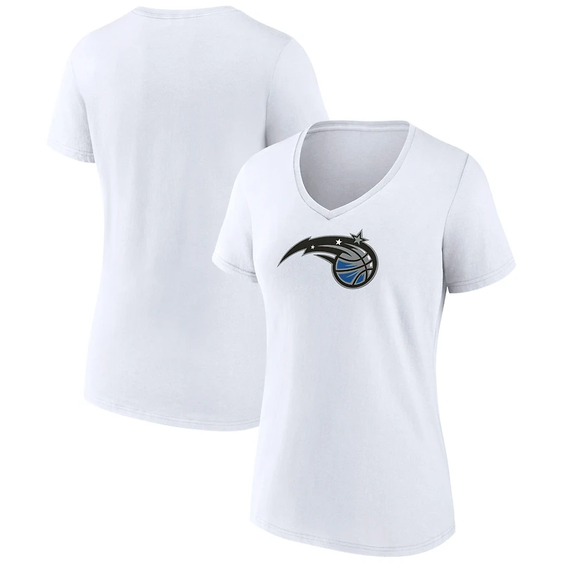 Women's  White Orlando Magic Primary Logo V-Neck T-Shirt