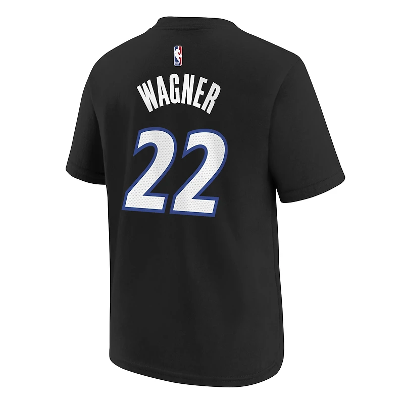 T-shirt Jordan Brand Franz Wagner noir Orlando Magic Statement Edition pour jeunes, nom et numéro
