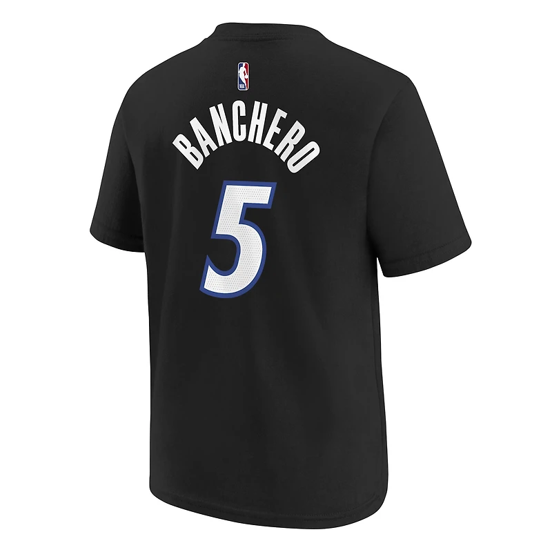 T-shirt Jordan Brand Paolo Banchero noir Orlando Magic Statement Edition pour jeunes, nom et numéro