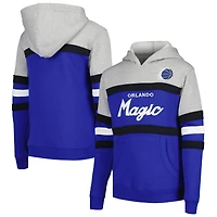 Youth Mitchell & Ness Blue/Heather Gray Orlando Magic Hardwood Classics Head Coach Pullover Hoodie