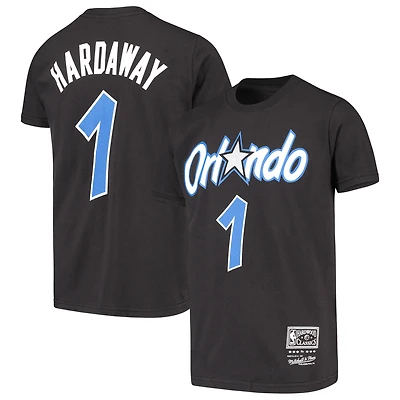 Youth Mitchell & Ness Penny Hardaway Black Orlando Magic Hardwood Classics Name Number T-Shirt