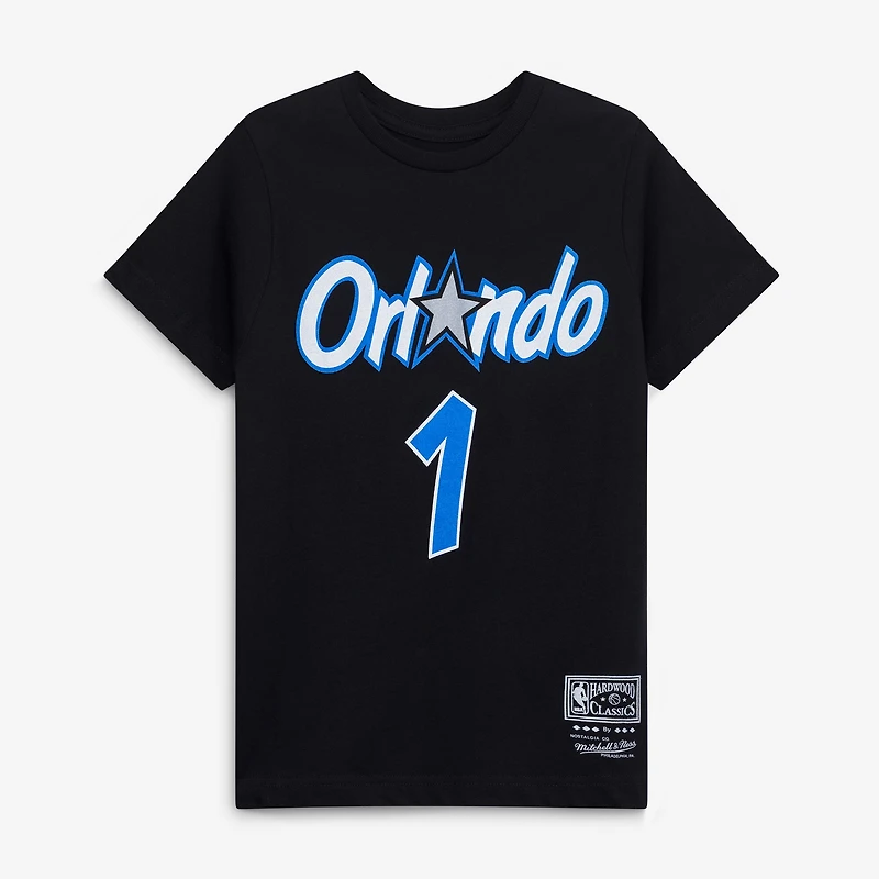 Youth Mitchell & Ness Penny Hardaway Black Orlando Magic Hardwood Classics Name Number T-Shirt