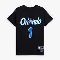 Youth Mitchell & Ness Penny Hardaway Black Orlando Magic Hardwood Classics Name Number T-Shirt