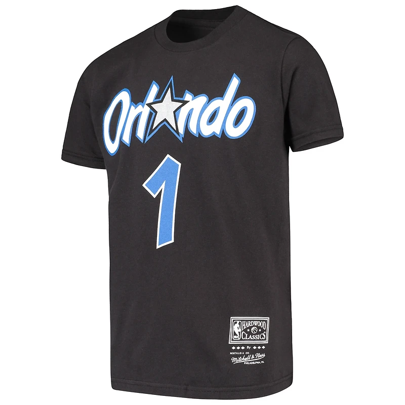 Youth Mitchell & Ness Penny Hardaway Black Orlando Magic Hardwood Classics Name Number T-Shirt