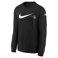 T-shirt à manches longues Nike noir Orlando Magic Swoosh pour jeune