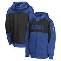Sweat à capuche zippé Nike bleu/noir Orlando Magic Authentic On-Court Showtime Performance pour enfant