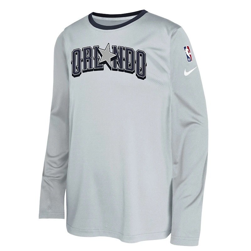 Youth Nike  Gray Orlando Magic 2024/25 City Edition Pregame Performance Long Sleeve Shooting T-Shirt