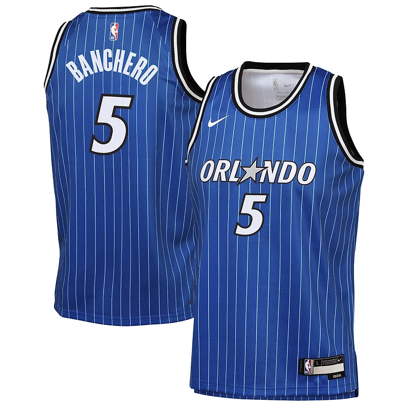 Maillot Nike Paolo Banchero Swingman bleu pour jeune Orlando Magic Icon Edition