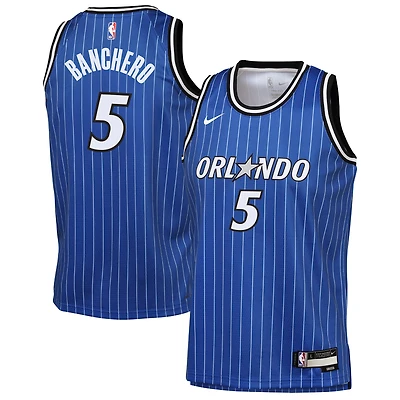 Maillot Nike Paolo Banchero Swingman bleu pour jeune Orlando Magic Icon Edition