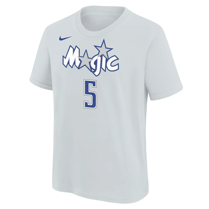T-shirt Nike Paolo Banchero argent Orlando Magic édition City 2025/26 pour jeunes, nom et numéro