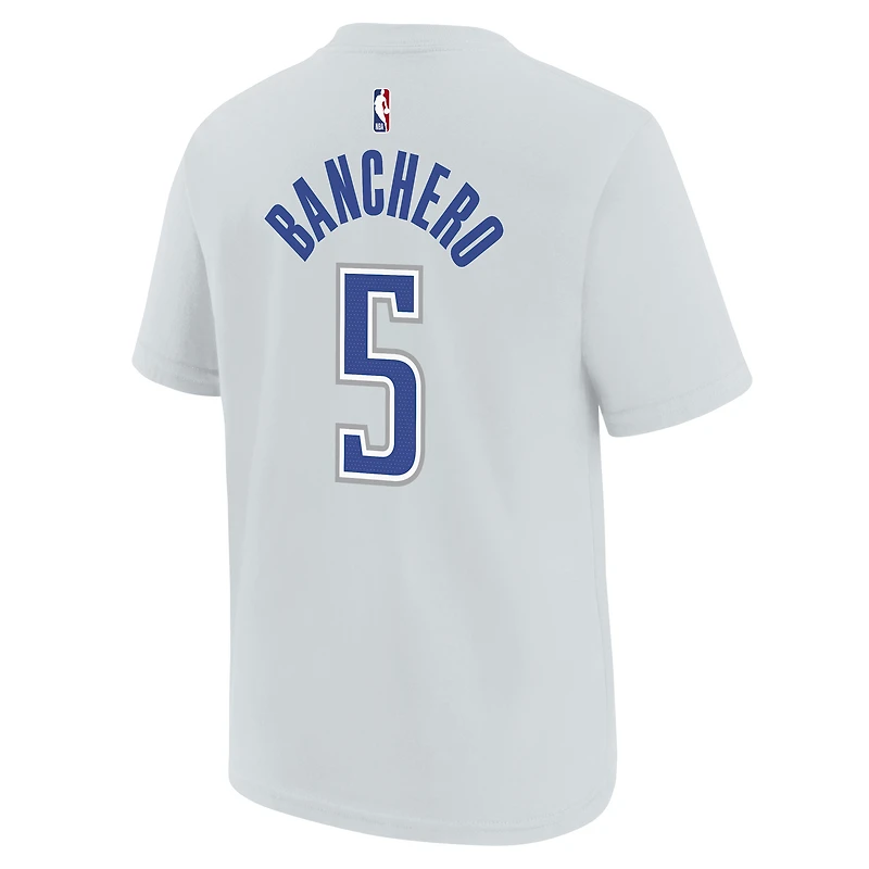 T-shirt Nike Paolo Banchero argent Orlando Magic édition City 2025/26 pour jeunes, nom et numéro
