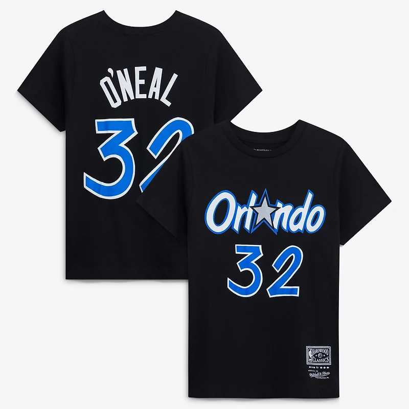 T-shirt avec nom et numéro Orlando Magic Hardwood Classics Shaquille O'Neal noir pour jeune