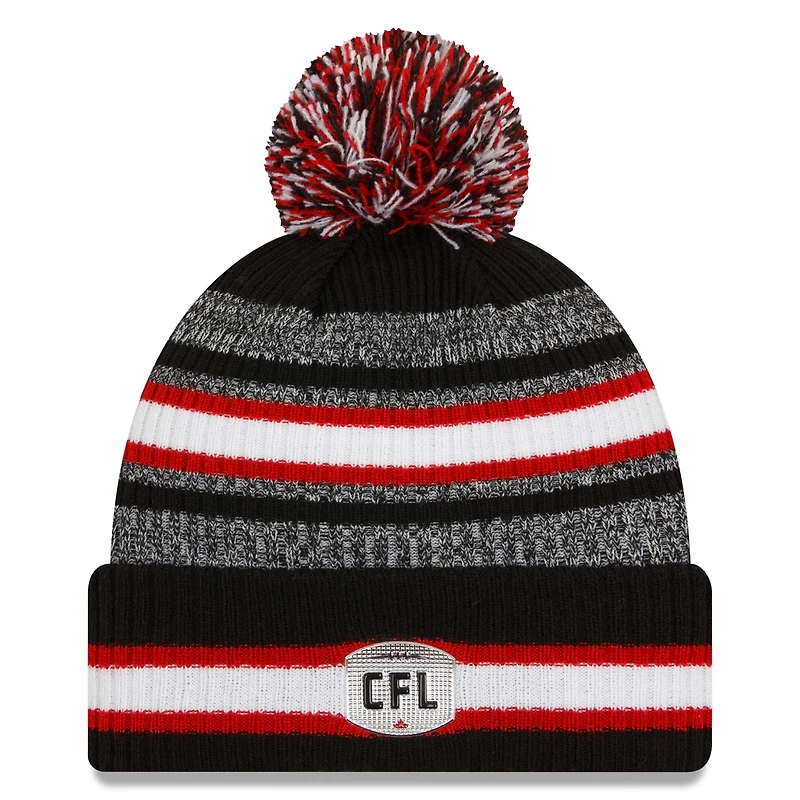 Bonnet en tricot à revers à 6 fléchettes avec pompon des Ottawa Redblacks New Era pour homme