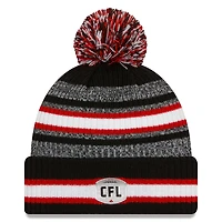 Bonnet en tricot à revers à 6 fléchettes avec pompon des Ottawa Redblacks New Era pour homme