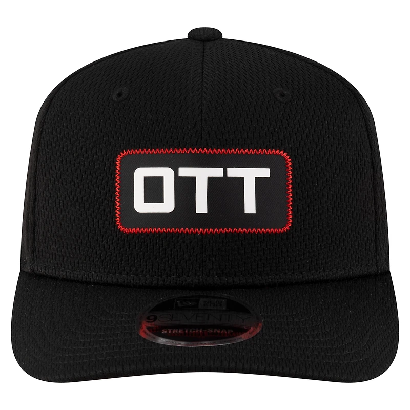 Casquette extensible à bouton-pression New Era noire pour homme, Redblacks d'Ottawa, Sideline 9SEVENTY