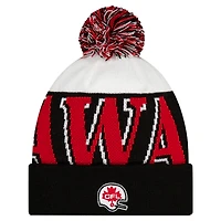 Bonnet en tricot à revers et pompon Turf Traditions Ottawa Redblacks noir New Era pour homme